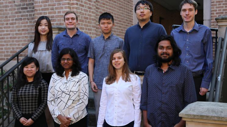 CS graduate students in top row Beidi Chen (far left), Keren Zhou (center), and Jeffrey Dudek (far right) won prestigious K2I Fellowships.
