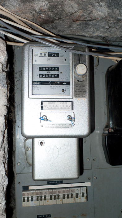 Osteria Baldoria's electric meter.